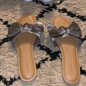 Brown and silver velvet sandals